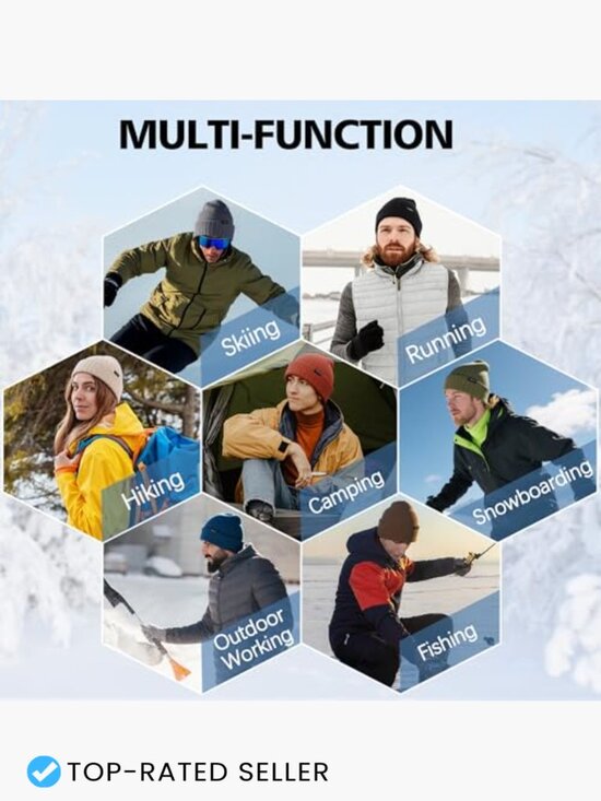 100% Wool Beanie Unisex Windproof Double Layer Cuffed Winter Hat Stretchy
